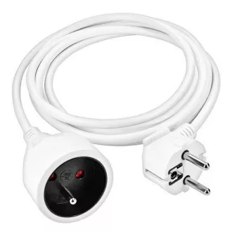 Solight Verlängerungskabel - Stecker, 1 Buchse, 2m, 3 x 1mm2, weiß