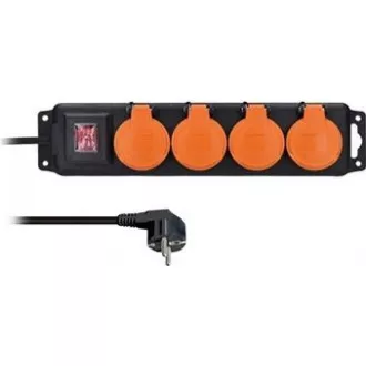 Solight Verlängerungskabel IP44, 4 Steckdosen, Gummikabel, Schalter, Outdoor, ,5m