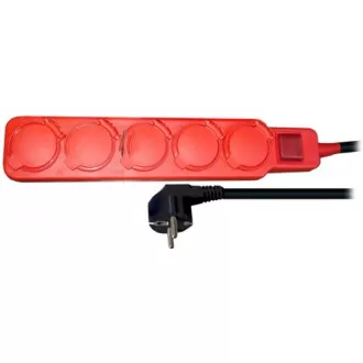 Solight Verlängerungskabel IP44, 4 Steckdosen, Gummikabel, Schalter, Outdoor, ,5m