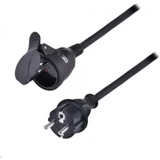 Solight Verlängerungskabel - Stecker, 1 Buchse, 5m, 3 x 1, 5mm2, Gummi, schwarz