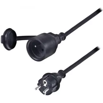 Solight Verlängerungskabel - Stecker, 1 Buchse, schwarz, Gummi, 10m