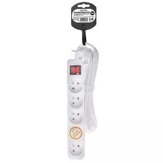 Solight Verlängerungskabel, 5 Steckdosen, weiß, Schalter, 5m Solight Verlängerungskabel, 5 Steckdosen, weiß, Schalter, 5m
