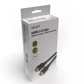 Solight HDMI-Kabel mit Ethernet, HDMI 2.0 A Stecker - HDMI 2.0 A Stecker, Blister, 3m Solight HDMI-Kabel mit Ethernet, HDMI 2.0 A Stecker - HDMI 2.0 A Stecker, Blister, 3m