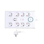 Solight Überspannungsschutz, 8z, USB A C, 2m, weiß