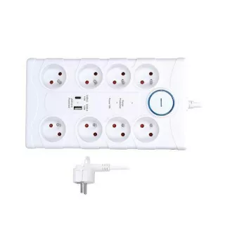 Solight Überspannungsschutz, 8z, USB A C, 2m, weiß Solight Überspannungsschutz, 8z, USB A C, 2m, weiß