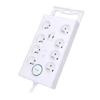 Solight Überspannungsschutz, 8z, USB A C, 2m, weiß Solight Überspannungsschutz, 8z, USB A C, 2m, weiß
