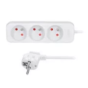 Solight Verlängerungskabel 3m, 3 Steckdosen, 16A/3680W, PVC, weiß