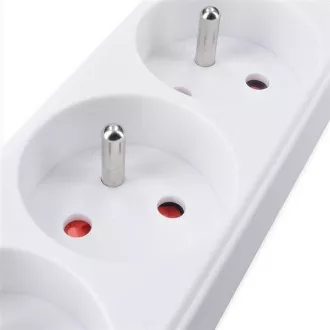 Solight Verlängerungskabel 3m, 3 Steckdosen, 16A/3680W, PVC, weiß