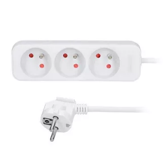 Solight Verlängerungskabel 5m, 3 Steckdosen, 16A/3680W, PVC, weiß