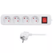 Solight Verlängerungskabel 5m, 4 Steckdosen, Schalter, 16A/3680W, PVC, weiß
