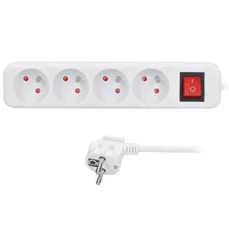 Solight Verlängerungskabel 5m, 4 Steckdosen, Schalter, 16A/3680W, PVC, weiß Solight Verlängerungskabel 5m, 4 Steckdosen, Schalter, 16A/3680W, PVC, weiß
