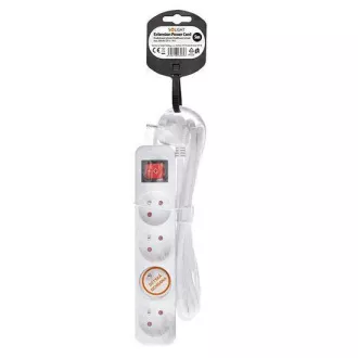 Solight Verlängerungskabel 5m, 4 Steckdosen, Schalter, 16A/3680W, PVC, weiß Solight Verlängerungskabel 5m, 4 Steckdosen, Schalter, 16A/3680W, PVC, weiß
