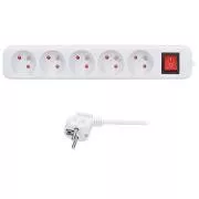 Solight Verlängerungskabel 3m, 5 Steckdosen, Schalter, 16A/3680W, PVC, weiß