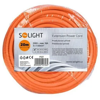 Solight Verlängerungskabel - Stecker, 1 Buchse, 20m, 3 x 1, 5mm2, orange