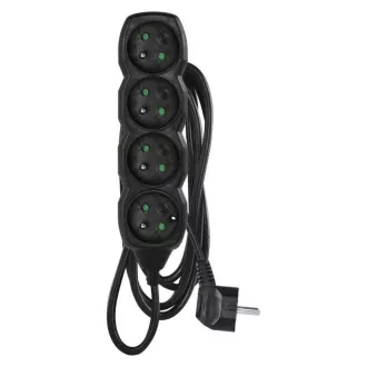 Solight Verlängerungskabel, 4 Steckdosen, weiß, 3m
