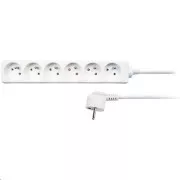 Solight Verlängerungskabel, 6 Steckdosen, weiß, 1, 5m