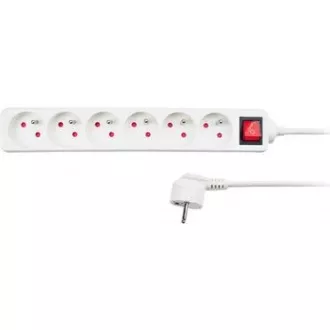 Solight Verlängerungskabel, 6 Steckdosen, weiß, Schalter, 3m Solight Verlängerungskabel, 6 Steckdosen, weiß, Schalter, 3m
