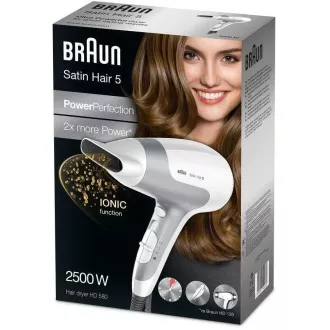 Braun Satin Hair 5 HD580 Haartrockner, 2500 W, 2 Geschwindigkeiten, 3 Temperaturen, Aufhängeöse, weiß Braun Satin Hair 5 HD580 Haartrockner, 2500 W, 2 Geschwindigkeiten, 3 Temperaturen, Aufhängeöse, weiß