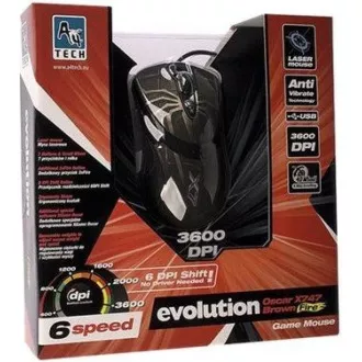 A4tech XL-747H, Gaming-Maus, ANTI-VIBRATE, 3600DPI, Spinnenbraunes Motiv