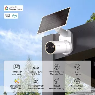 TP-Link Tapo C460 KIT Außenkamera, Solarpanel (8MP, 4K, 2160p, IR 15m, WiFi, micro SD Karte, IP66)