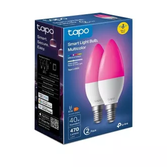 TP-Link Tapo L430C(2er-Pack) intelligente WiFi dimmbare LED-Lampe (Farbe, 2500K-6500K, 470lm, 2, 4GHz, E14)