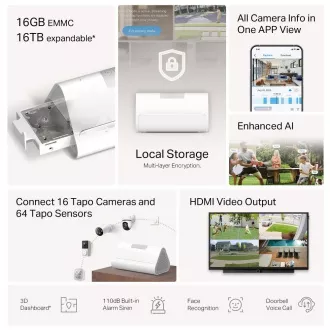 TP-Link Tapo H500 WiFi Smart IoT Hub - HomeBase (2, 4GHz/5GHz, 1xHDMI, 1x2, 5 "SATA, 1x100Mb/s, 1xUSB, 1xUSB-C) TP-Link Tapo H500 WiFi Smart IoT Hub - HomeBase (2, 4GHz/5GHz, 1xHDMI, 1x2, 5 "SATA, 1x100Mb/s, 1xUSB, 1xUSB-C)