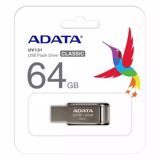 ADATA Flash Disk 64GB UV131, USB 3.1 DashDrive, Chromium Grey, grau