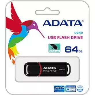 ADATA Flash Disk 64GB UV150, USB 3.1 Dash Drive (R: 90 / B: 20 MB/s) schwarz
