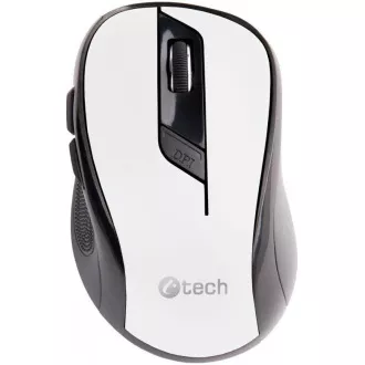 C-TECH Maus WLM-02, schwarz-weiß, kabellos, 1600DPI, 6 Tasten, USB-Nano-Empfänger