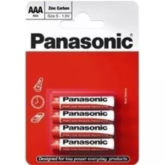 PANASONIC Zink-Kohle-Batterien Rot Zink R03RZ / 4BP EU AAA 1.5V (Blister 4 Stück)