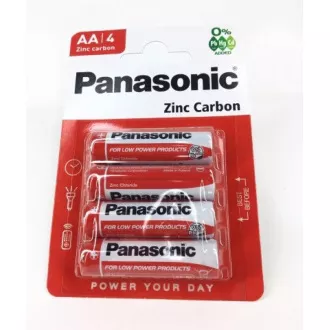 PANASONIC Zink-Kohle-Batterien Rot Zink R6RZ / 4BP EU AA 1.5V (Blister 4 Stück)