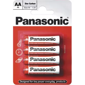 PANASONIC Zink-Kohle-Batterien Rot Zink R6RZ / 4BP EU AA 1.5V (Blister 4 Stück)