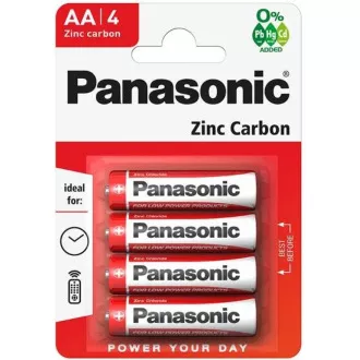 PANASONIC Zink-Kohle-Batterien Rot Zink R6RZ / 4BP EU AA 1.5V (Blister 4 Stück)