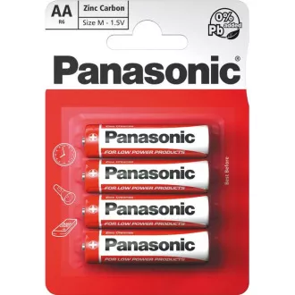 PANASONIC Zink-Kohle-Batterien Rot Zink R6RZ / 4BP EU AA 1.5V (Blister 4 Stück)