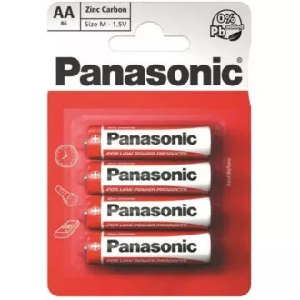 PANASONIC Zink-Kohle-Batterien Rot Zink R6RZ / 4BP EU AA 1.5V (Blister 4 Stück)