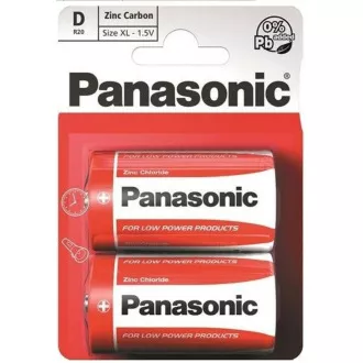 PANASONIC Zink-Kohle-Batterien Red Zinc R20RZ / 2BP EU D 1.5V (Blister 2 Stück)