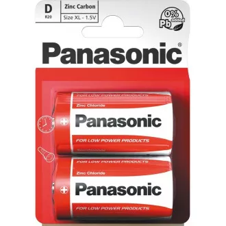 PANASONIC Zink-Kohle-Batterien Red Zinc R20RZ / 2BP EU D 1.5V (Blister 2 Stück)