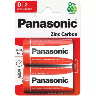 PANASONIC Zink-Kohle-Batterien Red Zinc R20RZ / 2BP EU D 1.5V (Blister 2 Stück)
