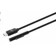 Manhattan Ladekabel, Surface Connect auf USB-C Ladekabel (M/M), 15 V / 3 A, 1,8m, schwarz