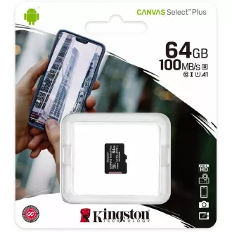 Kingston 64-GB-MikrofonSDXC Canvas Select Plus 100R A1 C10-Karte + SD-Adapter