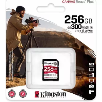 Kingston 256GB Canvas React Plus SDXC UHS-II 300R/260W U3 V90 für Full HD/4K/8K