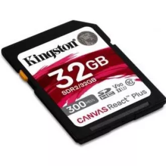 Kingston 32GB Canvas React Plus SDHC UHS-II 300R/260W U3 V90 für Full HD/4K/8K Kingston 32GB Canvas React Plus SDHC UHS-II 300R/260W U3 V90 für Full HD/4K/8K