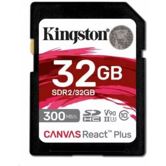 Kingston 32GB Canvas React Plus SDHC UHS-II 300R/260W U3 V90 für Full HD/4K/8K Kingston 32GB Canvas React Plus SDHC UHS-II 300R/260W U3 V90 für Full HD/4K/8K