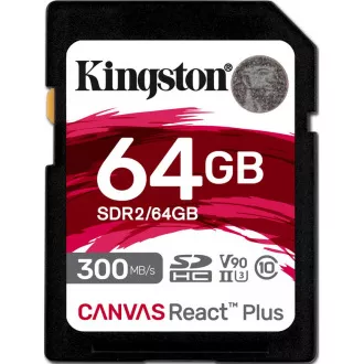 Kingston 64GB Canvas React Plus SDHC UHS-II 300R/260W U3 V90 für Full HD/4K/8K Kingston 64GB Canvas React Plus SDHC UHS-II 300R/260W U3 V90 für Full HD/4K/8K