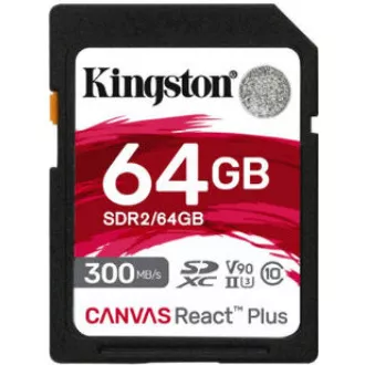 Kingston 64GB Canvas React Plus SDHC UHS-II 300R/260W U3 V90 für Full HD/4K/8K Kingston 64GB Canvas React Plus SDHC UHS-II 300R/260W U3 V90 für Full HD/4K/8K