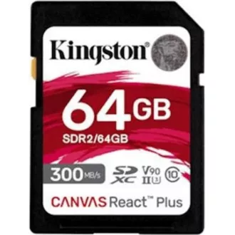 Kingston 64GB Canvas React Plus SDHC UHS-II 300R/260W U3 V90 für Full HD/4K/8K Kingston 64GB Canvas React Plus SDHC UHS-II 300R/260W U3 V90 für Full HD/4K/8K