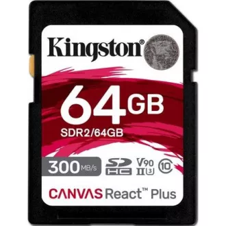 Kingston 64GB Canvas React Plus SDHC UHS-II 300R/260W U3 V90 für Full HD/4K/8K Kingston 64GB Canvas React Plus SDHC UHS-II 300R/260W U3 V90 für Full HD/4K/8K