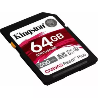 Kingston 64GB Canvas React Plus SDHC UHS-II 300R/260W U3 V90 für Full HD/4K/8K Kingston 64GB Canvas React Plus SDHC UHS-II 300R/260W U3 V90 für Full HD/4K/8K