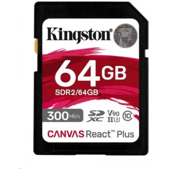 Kingston 64GB Canvas React Plus SDHC UHS-II 300R/260W U3 V90 für Full HD/4K/8K Kingston 64GB Canvas React Plus SDHC UHS-II 300R/260W U3 V90 für Full HD/4K/8K