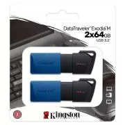 Kingston 64GB USB3.2 Gen 1 DataTraveler Exodia M (Schwarz   Blau) - 2 Stück